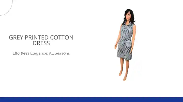 Grey Printed Cotton Dress by@Outfy