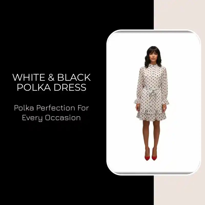 White & Black Polka Dress by@Outfy