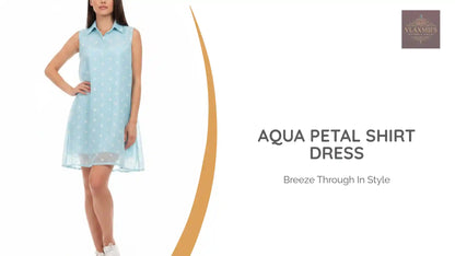 Aqua Petal Shirt Dress by@Outfy