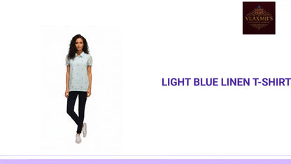Light Blue Linen T-Shirt by@Outfy
