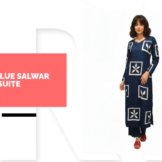 Steel Blue Salwar Suite by@Outfy