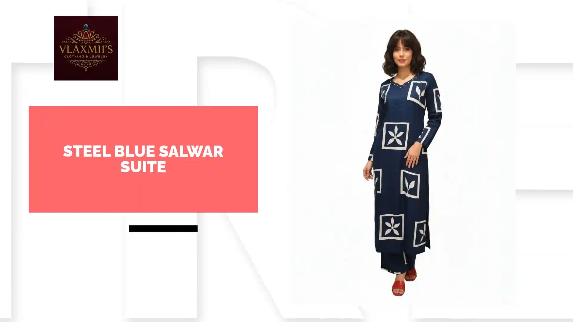Steel Blue Salwar Suite by@Outfy