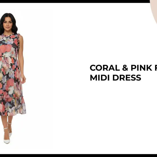 Coral &amp; Pink Floral Midi Dress by@Outfy