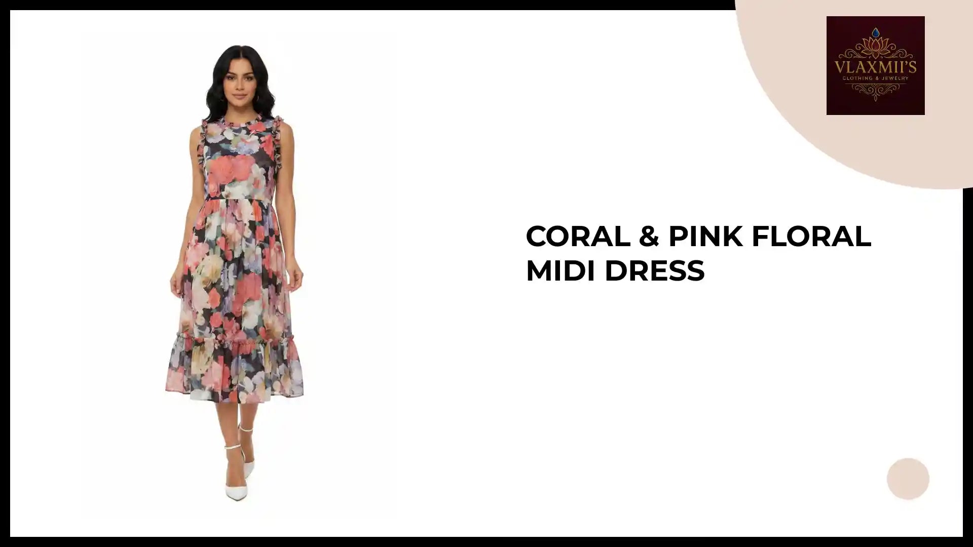 Coral &amp; Pink Floral Midi Dress by@Outfy