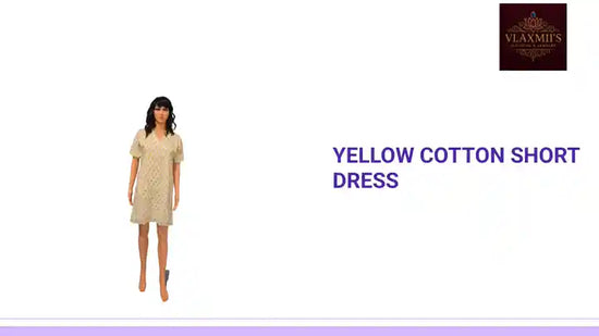 Yellow cotton short dress by@Outfy