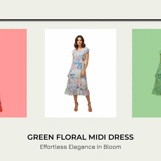 Green Floral Midi Dress by@Outfy