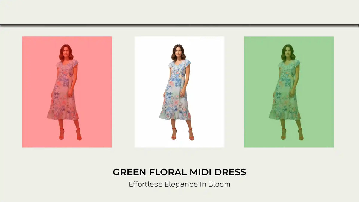 Green Floral Midi Dress by@Outfy