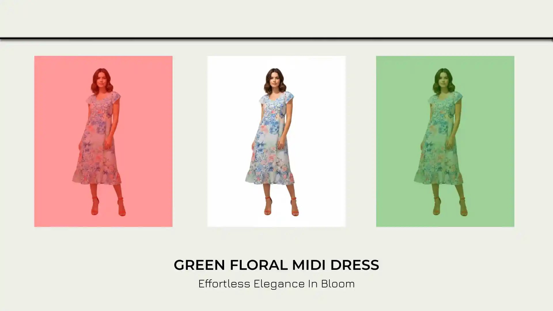 Green Floral Midi Dress by@Outfy