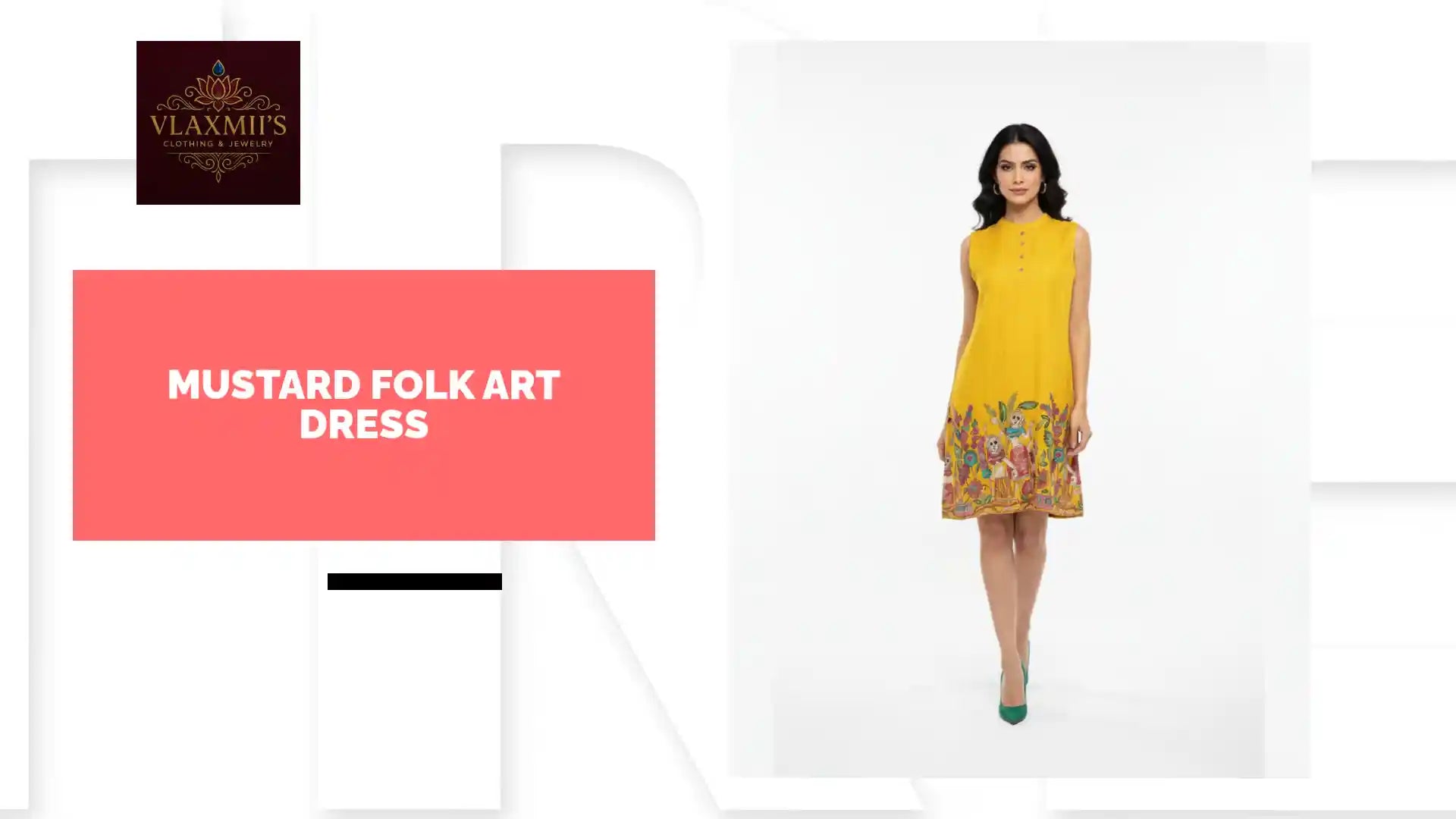 Mustard Folk Art Dress by@Outfy
