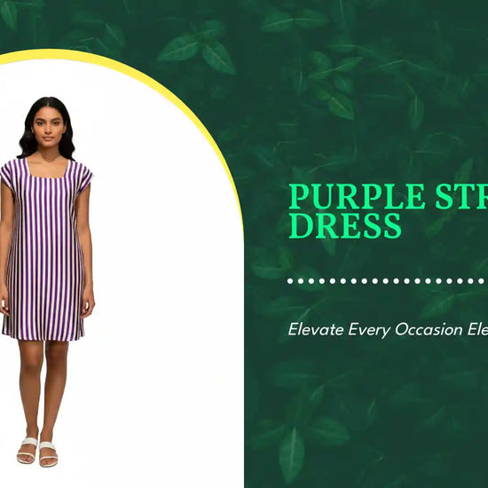 Purple Stripes Dress by@Outfy