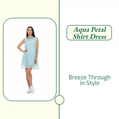 Aqua Petal Shirt Dress by@Outfy