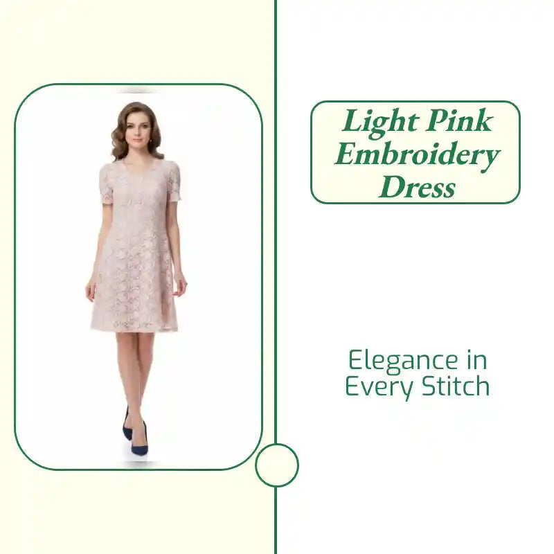 Light Pink Embroidery Dress by@Outfy