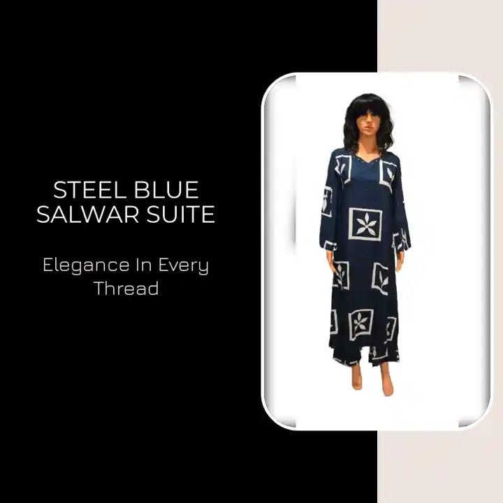 Steel Blue Salwar Suite by@Outfy