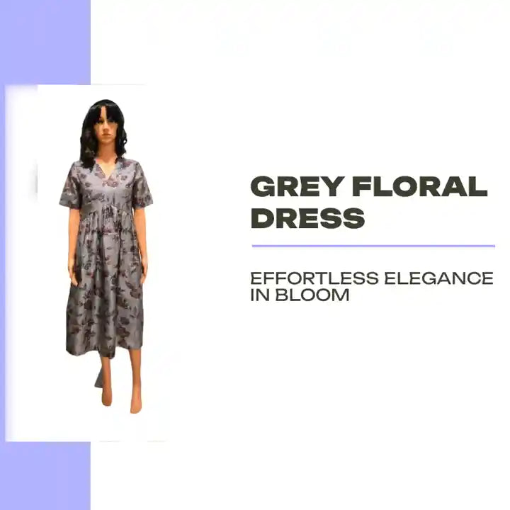 Grey Floral Dress by@Outfy