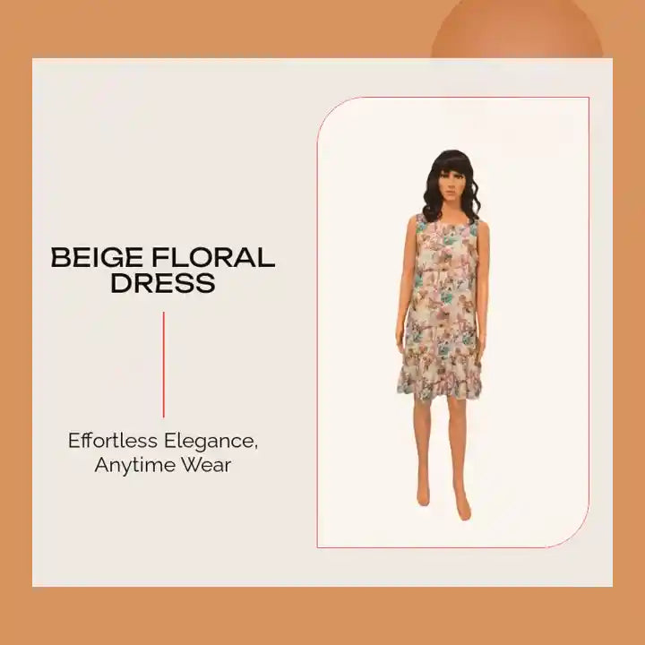 Beige floral dress by@Outfy