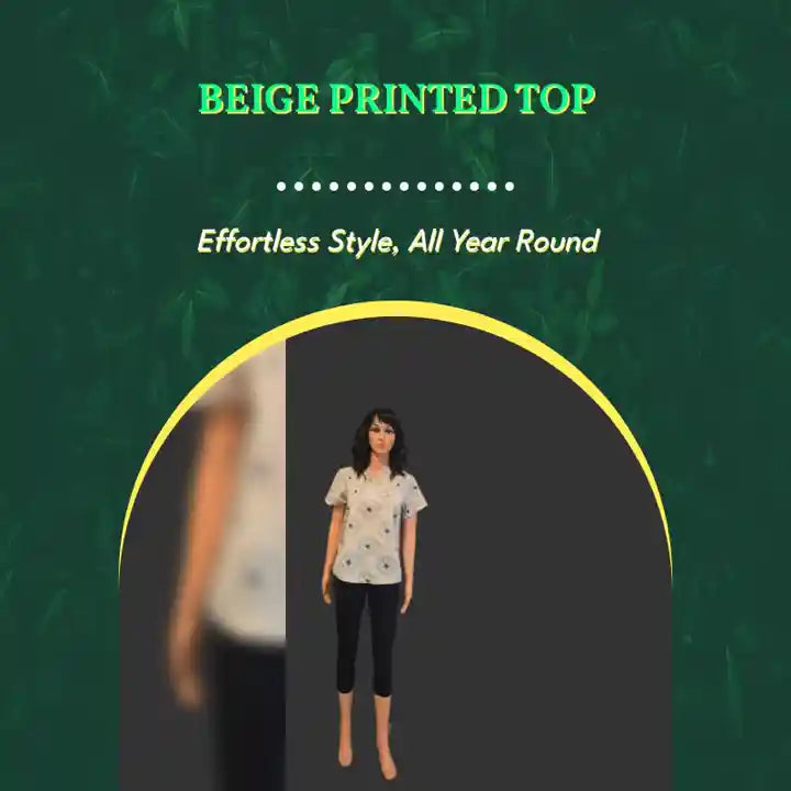 Beige Printed Top by@Outfy