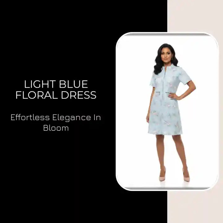 Light Blue Floral Dress by@Outfy