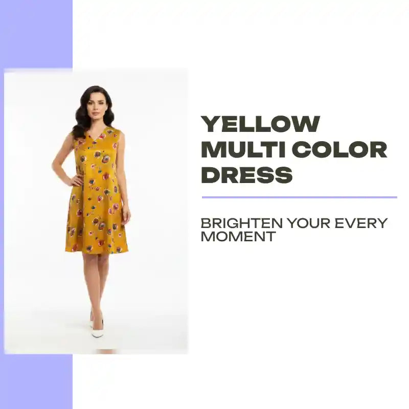 Yellow Multi Color Dress by@Outfy