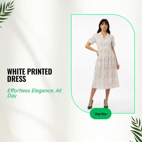 White Printed Dress by@Outfy