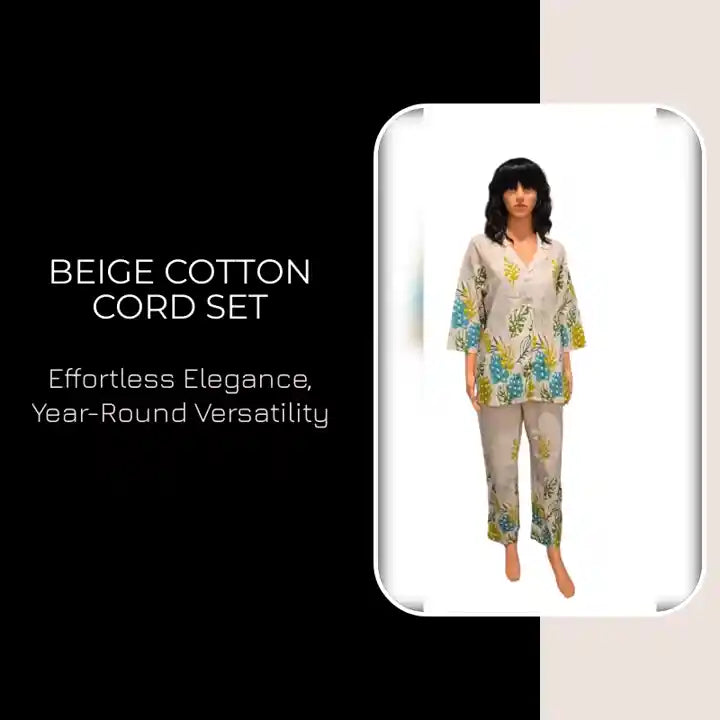 Beige Cotton Cord Set by@Outfy