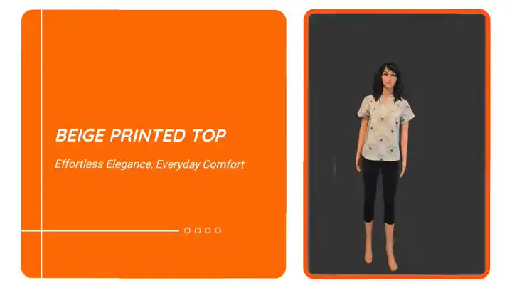 Beige Printed Top by@Outfy